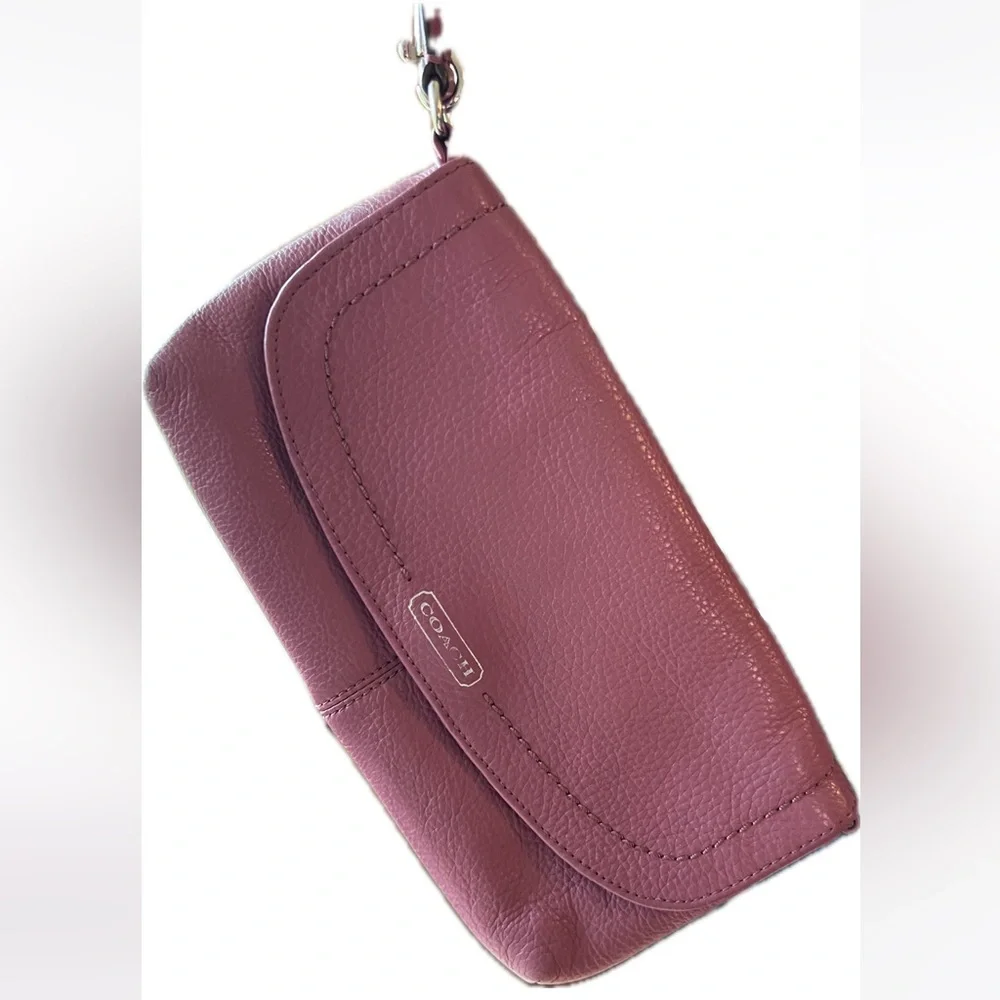 Coach Purple Pebbled Leather Clutch - Picture 5 of 15